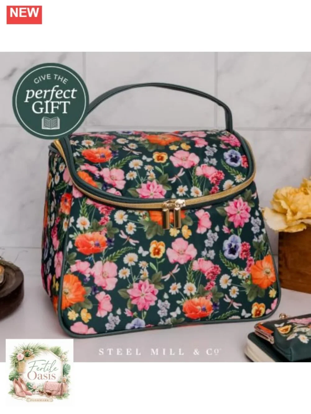 Insulated Lunch Tote Bag with Wide Opening and Zipper Closure for Adults